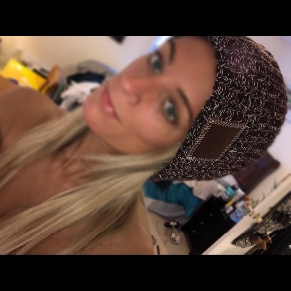 Love Your Melon maroon/purple/black knitted beanie